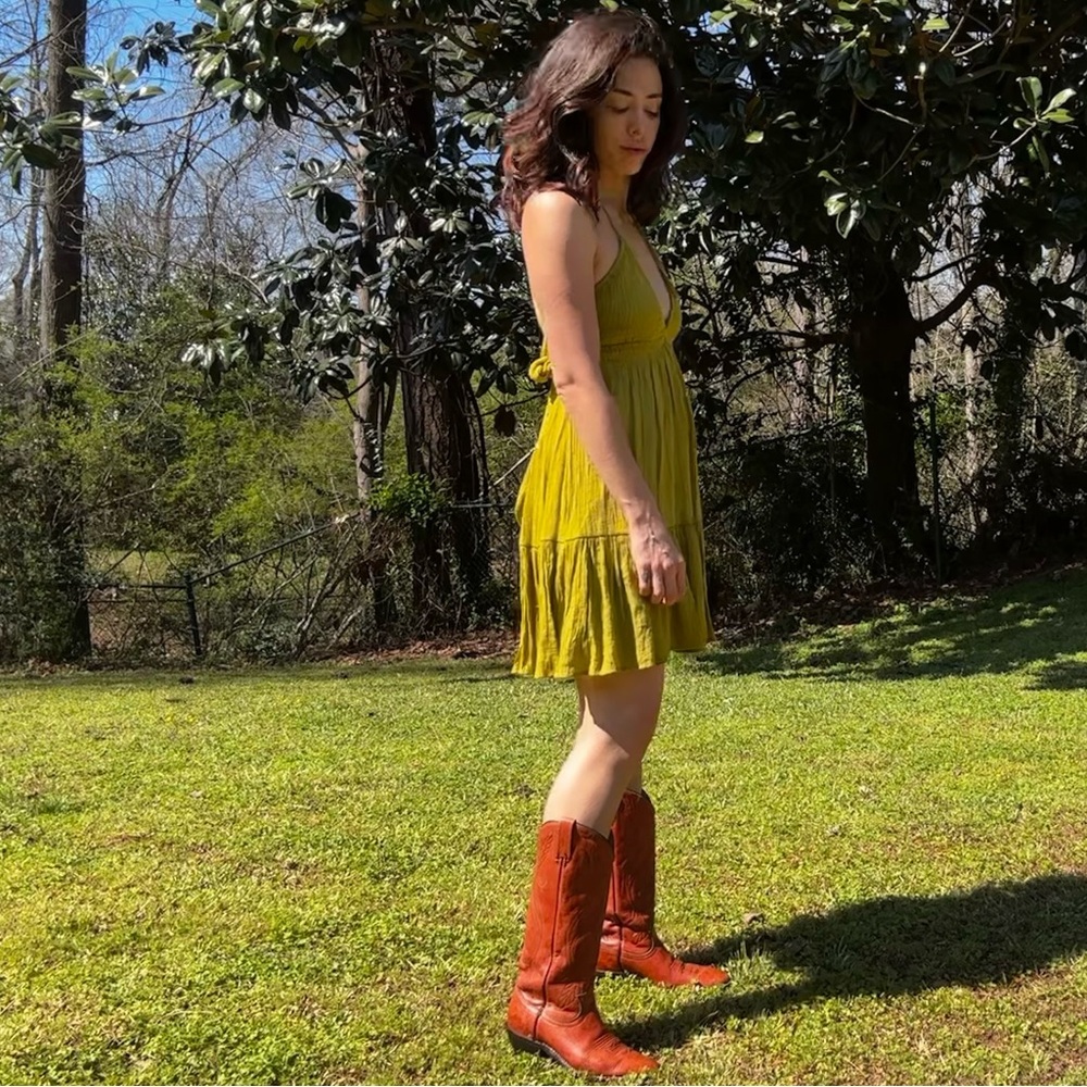 Chartreuse Halter Dress - Picture 6 of 9